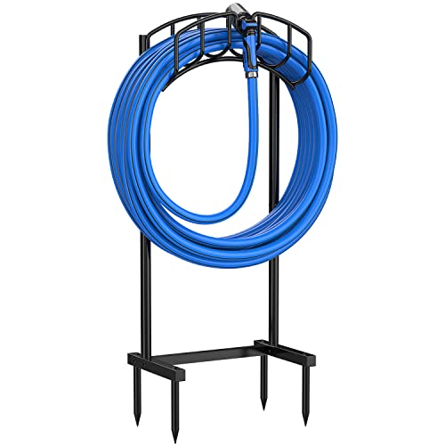 Minicloss Garden Hose Holder, Detachable Metal Water Hose Holders For Outside, Free Standing Garden Hose Storage Stand For Yard Garden Lawn, Black #TOP19