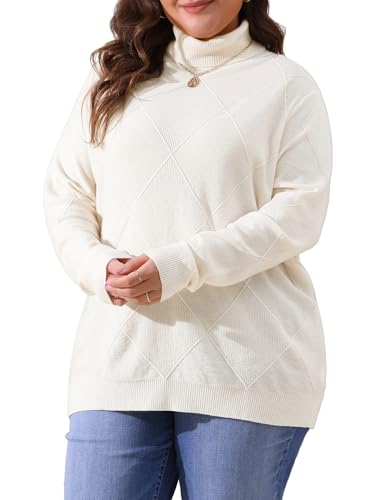 Image of Agnes Orinda Plus Size Pullover Sweaters for Women Lightweight Long Sleeve Turtleneck Novelty Sweater