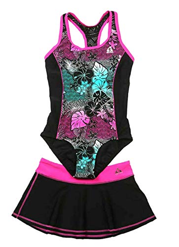Gerry Girl's One Piece Swimsuit with Matching Swim Bottoms (Dragonfruit, 14)