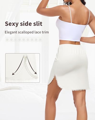 Image of Half Slips for Women Underskirt Short Mini Skirt with Floral Lace Trim