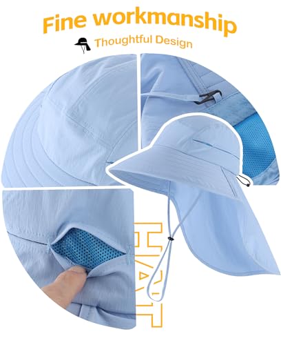 Image of Home Prefer UPF 80+ Sun Hat for Men Women Wide Brim Sun Hat with Neck Flap Summer Beach UV Protection Gardening Fishing Hat