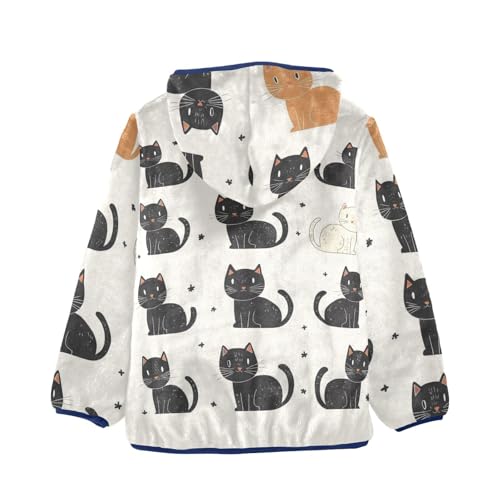 Cute Cats Girls Fleece Jacket Girls Fall Jacket Girls Zip Up Hoodie Girls Sherpa Jacket 2-10T2