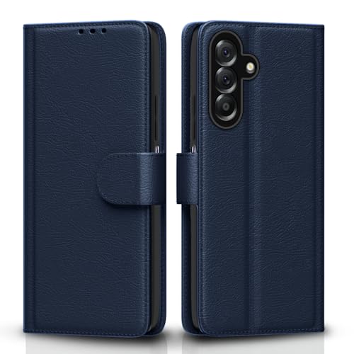Image of Pikkme Flip Cover for Samsung Galaxy M17 5G / A17 5G / F17 5G Leather Finish | Inside TPU with Card Pockets | Wallet Stand and Shock Proof | Complete Protection Flip Case(Blue)