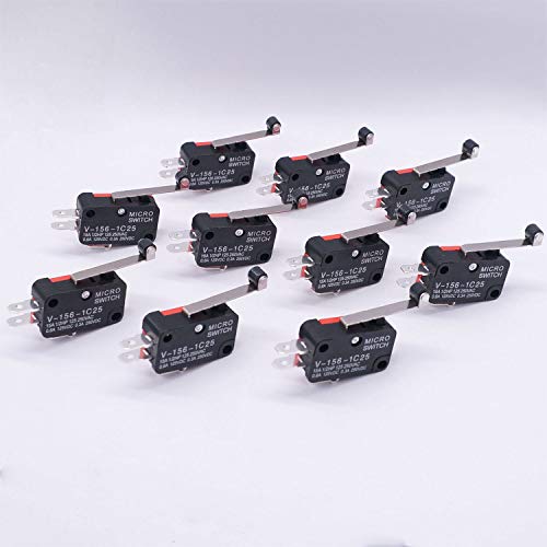 Taiss 10Pcs Roller Lever Arm Spdt No/Nc Momentary Micro Switches For Cnc Router Micro Limit Switch V-156-1C25 #TOP1