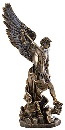 Top Collection Archangel St. Michael Statue - Michael Archangel Of Heaven Defeating Lucifer In Premium Cold-Cast Bronze - 14.5-Inch Collectible Angel Figurine #TOP3
