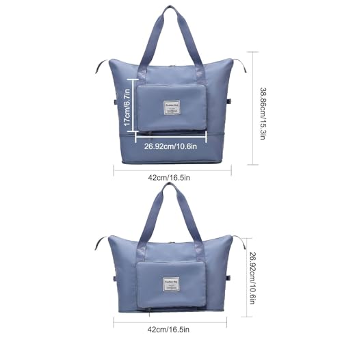 Foldable Tote Bag with Zipper - Sports Tote Gym Bag - Waterproof Large Capacity Portable Luggage, Lightweight Dry and Wet Separation Folding Travel4