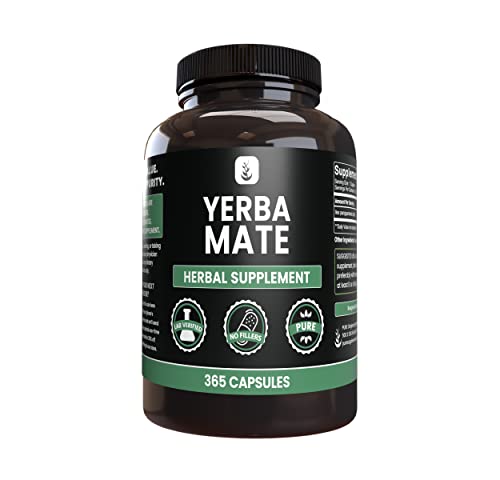 PURE ORIGINAL INGREDIENTS Yerba Mate (365 Capsules) No Magnesium Or Rice Fillers Always Pure Lab Verified