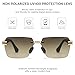 SUNGAIT Rimless Rectangle Sunglasses Square Frameless Shades for Men Women Y2K Vintage Retro Fashion UV Protection (Gold Frame Brown Gradient Lens)