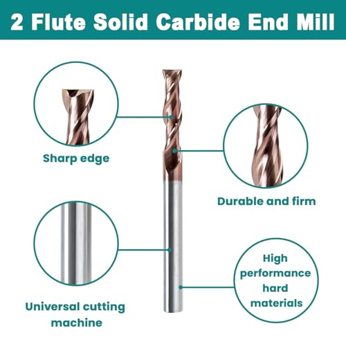 Image of NZ 2 Flute 1 /8 inch Square End Mill Set with TiSiN Coating, 5pcs | Milling Cutter HRC55 for Machining Hardened Steel, Titanium Alloy, Alloy Steel, Cast Iron