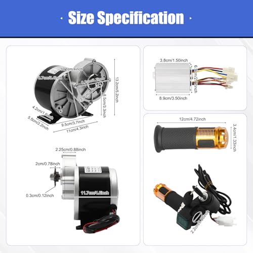 Electric Cart Conversion Kit, 36V 350W 10 Inch Wheels Electric Motor Set with Controller and Digital Display Throttle for Go-kart Wheelchairs Senior Mobility Scooter Dune Buggy Beach Cart UTV ATV DIY