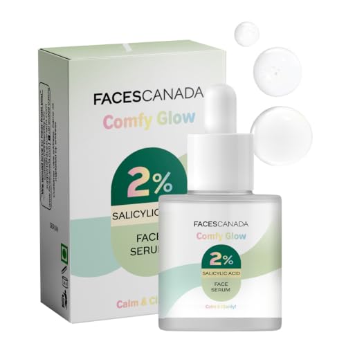 Image of FACES CANADA Comfy Glow 2% Salicylic Acid Face Serum - 30ml | Clears Acne & Blackheads | Unclogs Pores | Controls Oil | Even Skin Tone | Smooth Skin Texture | Gentle Exfoliation