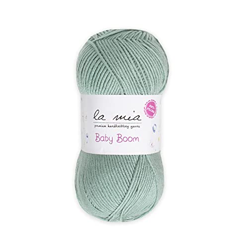 1 Skein La Mia Baby Boom, 100% Antipilling Acrylic Yarn for Knitting and Crochet for Knitting and Crochet, 100 g (3.5 oz) / 250 m (273 Yards), Weight 3 : Light-Dk, Green - 493