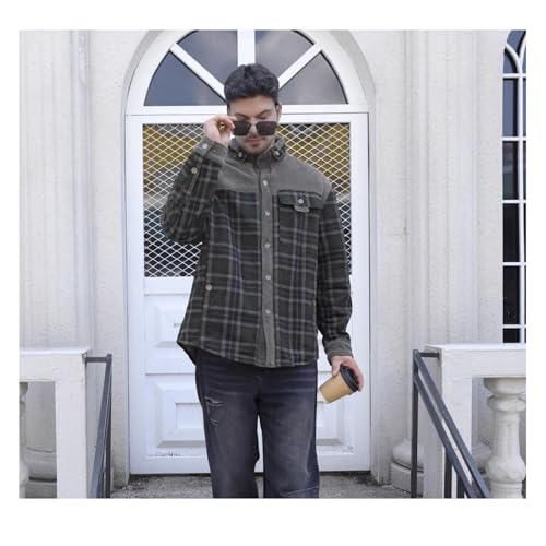 Men's Classic Fit Sherpa Lined Jacket Warm Flannel Shirt, Plaid Button-Down,Outdoor Work for Cold Winter4