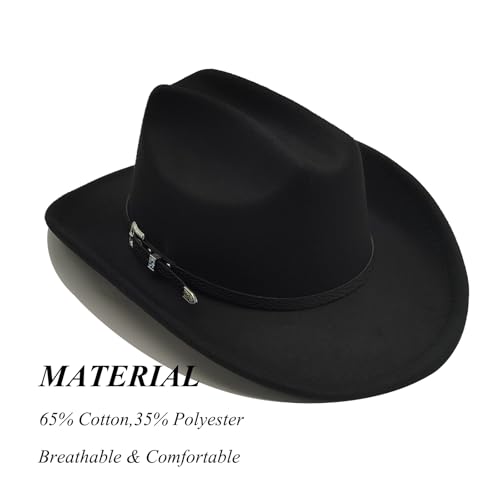Kids Cowboy Hat for Girls Boys Western Cowgirl Hat with Buckle Belt Unisex Wide Brim Fedora Hat Dress Up Costume3