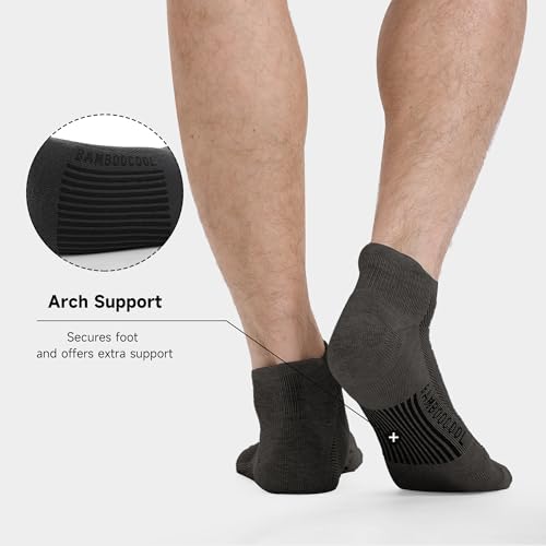 Image of BAMBOO COOL Men's Ankle Socks Moisture Wicking Breathable Odor Control Athletic Cushioned Running Socks Arch Support 8 Pack