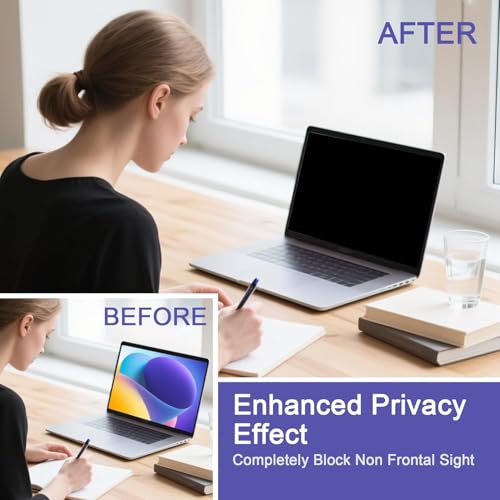 Image of OJOS Privacy Screen Protector for MacBook Air 13.6 inch (2026-2022) with (M5 M4 M3 M2) Chip A3449 A3240 A3113 A2681 - Anti-Spy, Light Filter, UV Protection Anti-Glare Protector, Scratch-Resistant Film, Privacy Filter Shield-Matte