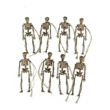Halloween Mini Plastic Skeleton Decorations Full Size 8 Packs Hanging Realistic Miniatures Human Body Bones Crafts Skeletons Prop for Indoor Party,Outdoor Graveyard,Haunted House Accessories Supplies