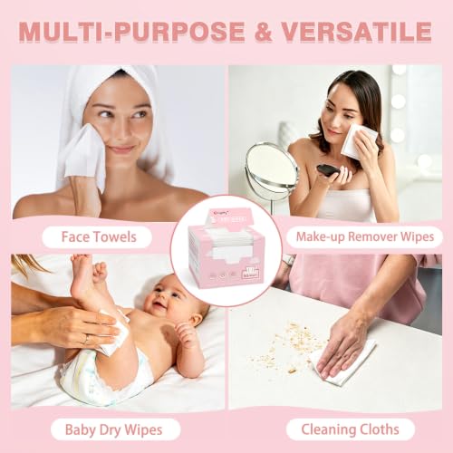 Image of Orighty Face Towels Disposable, Soft Clean Towels for Face, 100Count(2 Box) | Super Soft & Gentle Face Wipes Towelettes, Facial Towels for Cleansing & Makeup Removal, for Sensitive Skin, Nursing, Travel