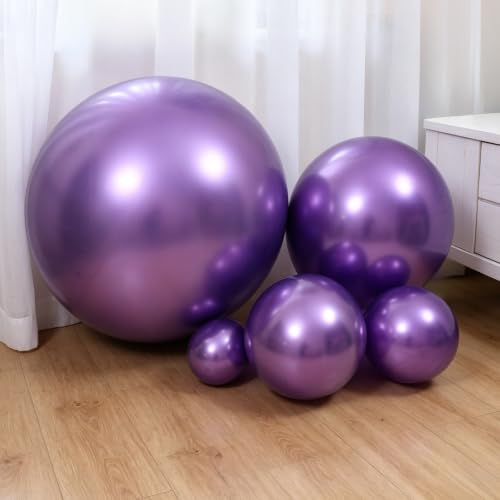 Image of KALOR Metallic Purple Giant 36 Inch 9pcs Large Latex Balloons