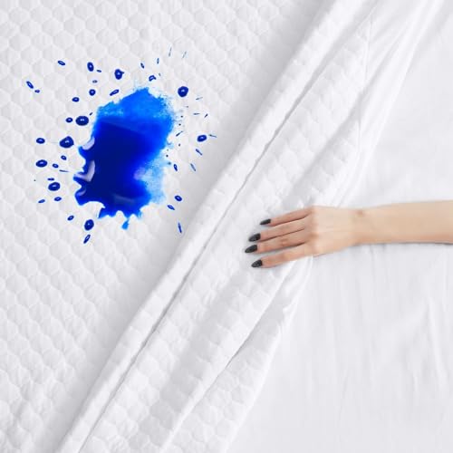 Full Size 100% Waterproof Mattress Protector Premium Viscose from Bamboo,Double Cooling Breathable,Ultra Soft Quiet Mattress Pad Cover,18 Inch Deep Pocket Fitted 8"-21"