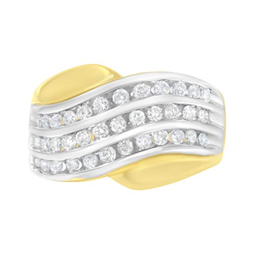 Haus of Brilliance 10KT Two-Tone Gold 1 cttw Diamond Channel-Set 3 Row Band Ring (I-J, I2-I3) - Size 7