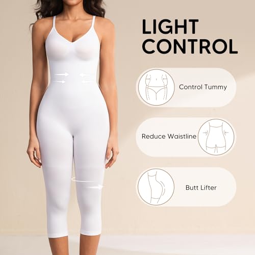 Image of Tummy Control Bodysuits Full Body Suit Shapewear One Piece Capri Jumpsuits for Women