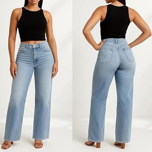 Valvari Jeans, Valvari Sweatpant BBL Jeans, Mid-Low Rise Stretch Tummy Control Baggy Straight Leg4