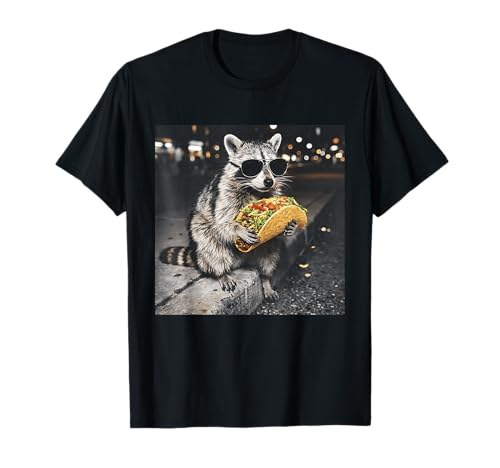 Cute Raccoon Eats Taco Mexican Food T-Shirt