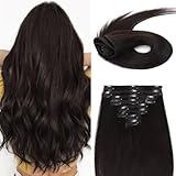 MY-LADY Clip In Hair Extensions 100% Real Human Hair 8 Inch 8pcs Remy Short Hair Extension Clip ins #1B Natural Black 65g Full Head Soft Natural Extension