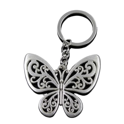 Porte-clés voiture homme anti-perte en métal avec chaîne pendentif papillon