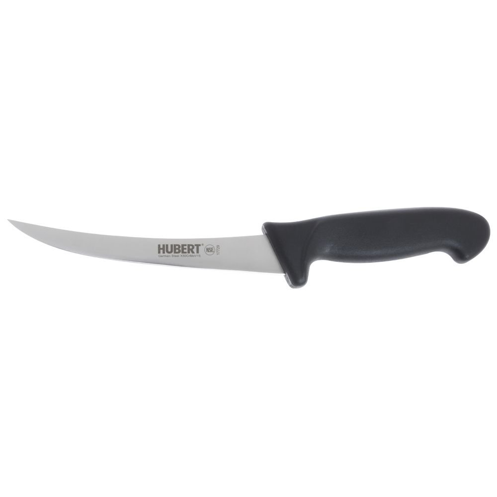 Boning Knife with Black Polypropylene Handle Stainless Steel Curved Semi-Flex - 6" L Blade by HUBERT – Stainless Steel, Model KB2258-150SFBK