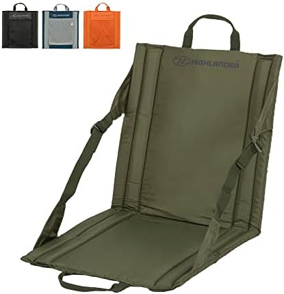 HIGHLANDER Foldable Seat Best Chair for Camping, Hiking, Stadium and More, Water Resistant and Lightweight with Pocket, Comfortable and Easy Adjustable.