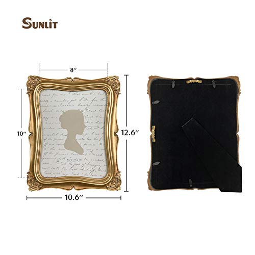 Sunlit Vintage-Bilderrahmen, 20,3 x 25,4 cm, luxuriöser Antik-Bilderrahmen mit Glasfront, Foto-Display, Tisch-Wandbehang, Gold – Ansicht 2