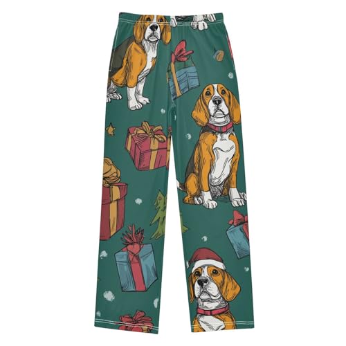 ZZXXB Christmas Tree Beagle Boys Long Pants Soft Trousers Elastic Waist Kids Lounge Bottoms with Pockets S-XL