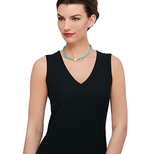 Ross-Simons 11.5-12.5mm Cultured Pearl and 4-5mm Turquoise Bead Necklace With 14kt Yellow Gold2