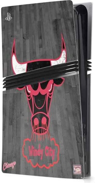 Skinit Decal Gaming Skin Compatible with PS5 Pro Console - Officially Licensed NBA Chicago Bulls Hardwood Classics Design