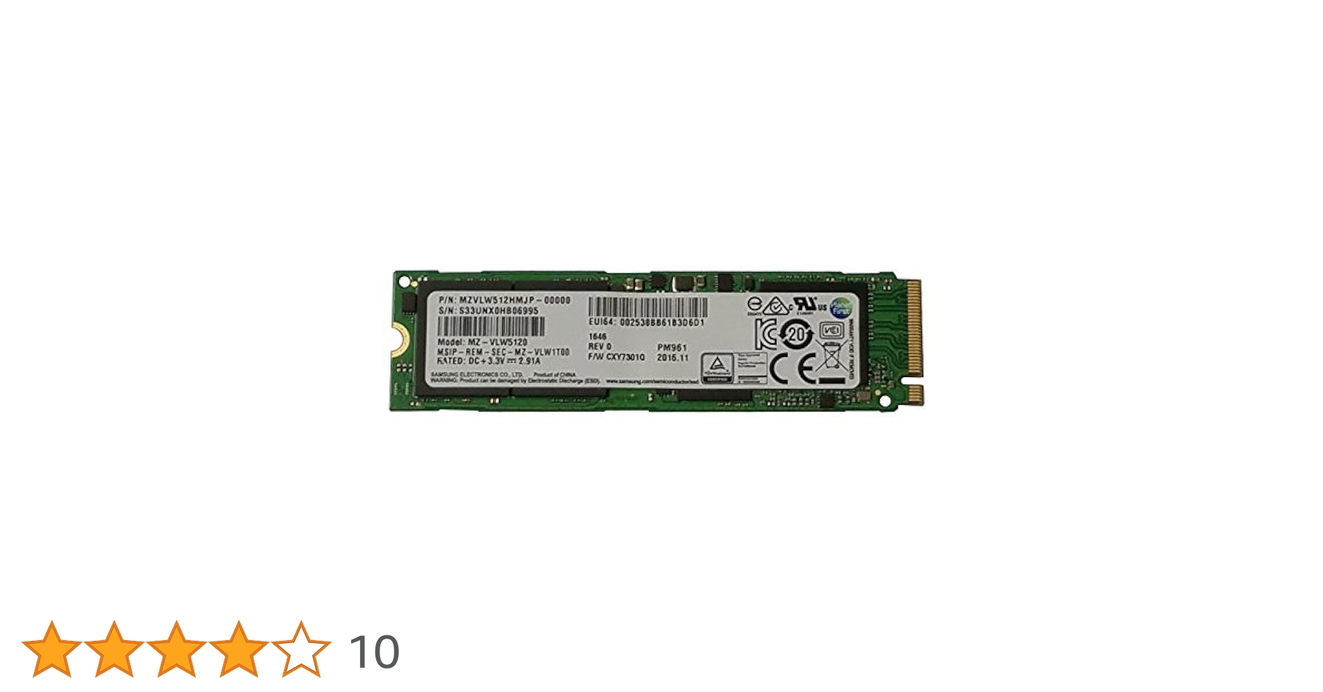 SAMSUNG - Samsung SSD PM961 M.2 NVMe 512GB使用時間4h Samsung SSD PM961 M.2 NVMe 512GB使用時間4h