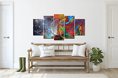 Vvovv Wall Decor Left & Right Brain Painting Picture Prints Inspirational Motivational Wall Art Framed Science Music Piano Nebula Starry Sky Poster Picture Canvas Artwork Office Wall Decor #TOP2