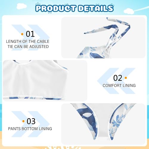 Killer Whale on Blue Girls' Two Piece Bikini Set Quick-Dry Bathing Suit Swimming Suits Adjustable Strap4