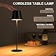 PreeOtti Tischlampe Kabellos, LED Tischleuchte Kabellos Akku mit 3 Farbtemperatur, Stufenlos Dimmbar, Touch Lampe mit Batterie USB-C Aufladbar für Outdoor Nachttisch Esstisch Camping(Schwarz)
