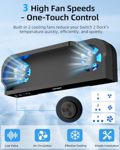 Image of Cooling Fan for Switch 2, Dual-Fan Cooling with Adjustable RGB Lighting | Wall-Mountable Design, Efficient Heat Dissipation, Plug & Play Dock Cooler for Enhanced Console Performance