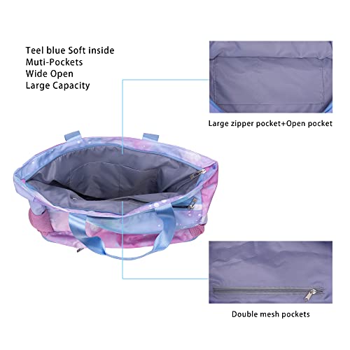 Fatolxx Women Yoga Tote Carrier Gym Bag - Waterproof Yoga Mat Holder Bag Wet Zipper Pocket For Swimming Casual Overnight Weekender (Blue/Pink) #TOP6
