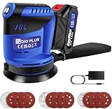 Cordless Random Orbital Sander with 1.5Ah Battery & Fast Charger, 125mm 3-Speed 11000RPM 12Pcs Sandpapers Mini Electric Orbital Sander with Dust Bag for Sanding, Polishing Metal/Wood