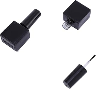 OHPHCALL 12 peças de esmalte vazio frasco de gel de unha recipiente preto frasco vazio de verniz de unha aplicador de esmalte garrafas vazias garrafas de vidro amostras redondas ferramentas de manicure Polônia, Preto, 7.2x3.5cm, Centímetro