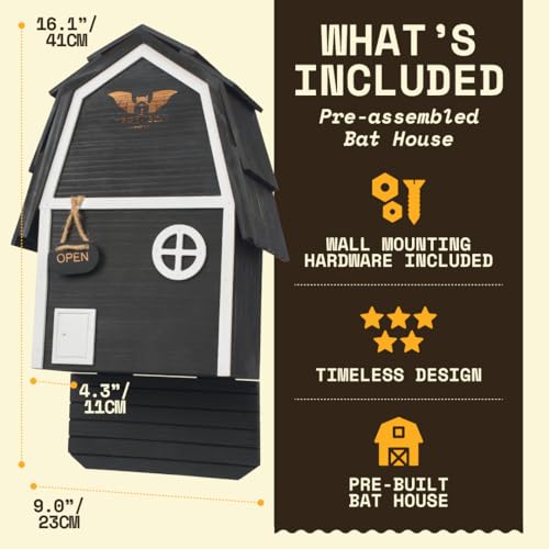 Image of WildYard Big Bat Barn Junior - 2 Chamber, Black, Up to 50 Bats, Preassembled