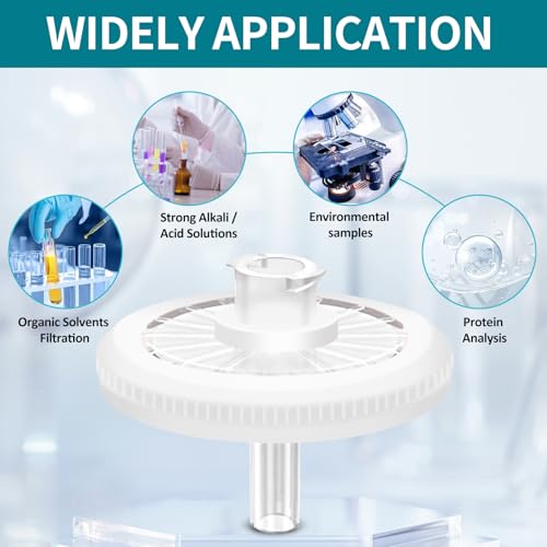 Image of Pack of 100 Syringe Nylon Syringe Filters Membrane 25mm /0.98in Diameter 0.45 μm Pore Size Non Sterile, White