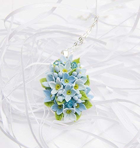 Blue Flower Necklace Wedding Floral 
