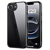 NIMASO iPhone 16e 用 ケース 第4世代 クリア 黄変防止 耐衝撃 米軍MIL規格 SGS認証 PC背面 いPhone 16e 対応 ケース 傷つけ防止 超薄型 軽量 ワイヤレス充電対応 ストラップホール付き アイフォン 16e対応（6.1インチ） スマホケース ブラック（氷星シリーズ） NSC24L1579