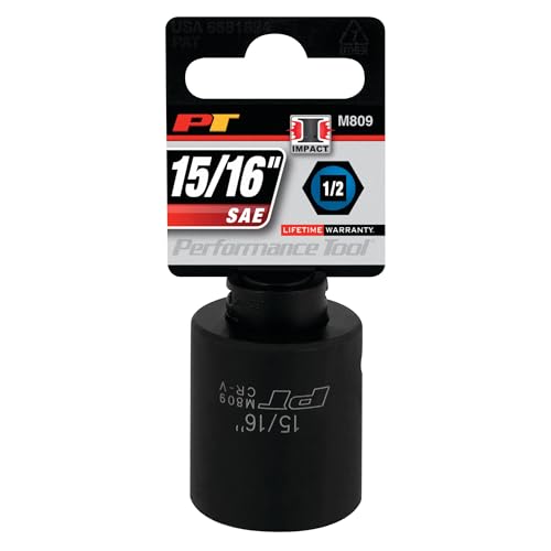 Image of Performance Tool M809 1 /2 Drive 15 /16 6-Point Impact Socket for Heavy-Duty Automotive Repairs and Maintenance