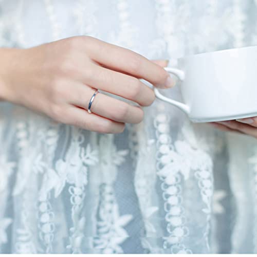 CANDYFANCY 925 Silver Pinky Ring 2mm High Polish Plain Dome Comfort Fit Classic Minimalist Ring For Women Size 2-4.54